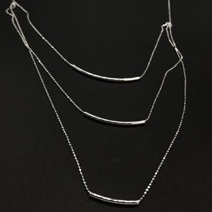 Silver 3 Layer Curve Bar Necklace